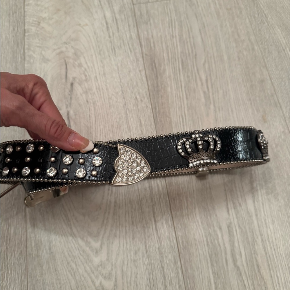 Black Rhinestone Studded Belt - Picture 3 of 6